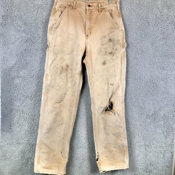 Carhartt Other - Carhartt Duck Canvas Flannel Lined Pants Men's 32x34 B111 Distressed Work Wear